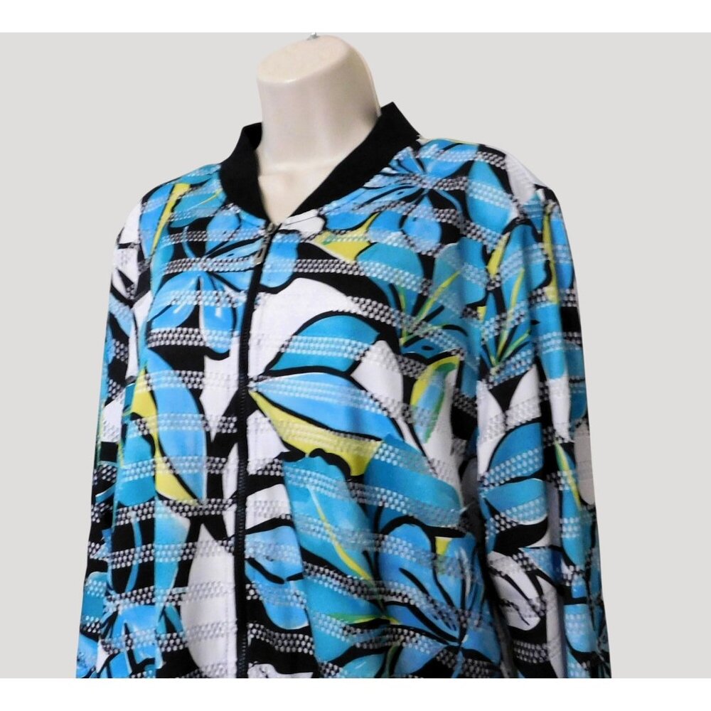 Alfred Dunner Play Date Jacket Womens Size 16 Multicolor Floral Zips Lightweight - Picture 4 of 8